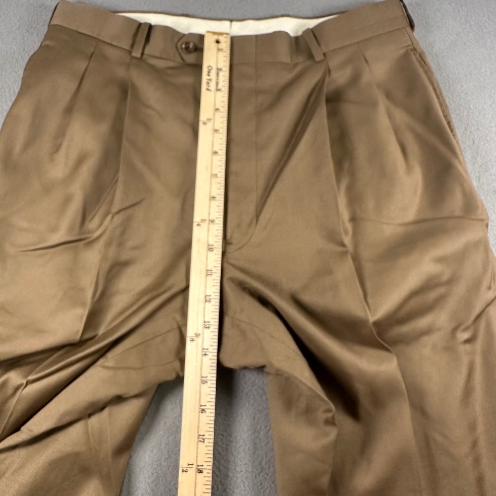 Tom James Executive Collection Mens 34 Tan Pleated Dress Pants Hand Tailored USA - Picture 4 of 10